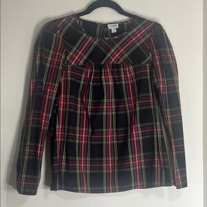 LOFT Multicolor Plaid Long Sleeve Blouse